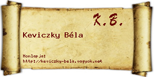 Keviczky Béla névjegykártya